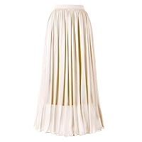 Women's Metallic Shiny Maxi Skirts Lightweight Silky Flowy Skirt for Summer Beach Holiday