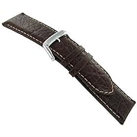 Speidel 22mm Genuine Calfskin Leather Padded Stitched Brown Mens Contrast Stitching Watch Band Strap