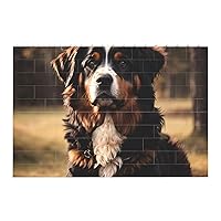 Cute Bernese Mountain Dog Building Brick Block Puzzle Rectangle Shaped，Personalized Printing Puzzles For Adults And Children, Christmas Anniversary Birthday Gift