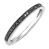 Dazzlingrock Collection Round Black Diamond Anniversary Stackable Wedding Band (Color Black, Clarity Opaque) in 925 Sterling Silver