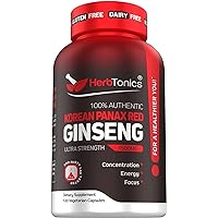 Korean Red Panax Ginseng 1500mg - High Potency Ginseng for Energy, Performance & Immune Support for Men & Women - Ginseng Root Extract Powder Supplement for Focus and Vitality -120 Capsules
