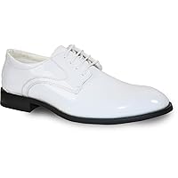 VANGELO Men Formal Tuxedo Dress Shoe for Wedding, Uniform and Prom TAB White Patent