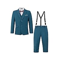 MAGE MALE Boys Multiple Colour Formal Dress Suits 3 Piece Slim Fit Dresswear Suit Set with Kids Suspenders