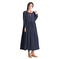 Women's Linen Cotton Loose Dress Caftan Plus Large Clothing a32