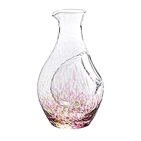 Toyo Sasaki Glass N61519-D05 Tokuri Water Color, Cold Sake Carafe, Flower Color, Made in Japan, Sold by Case, Pink, 10.1 fl oz (300 ml), Pack of 12
