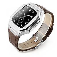 Leather Band Strap Bracelet Metal Watch Case Bezel For Apple Watch Series 7 se 6 5 4 3 iwatch Modfied Accessories 41MM 44mm 45mm