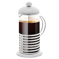 OVENTE 34 Ounce French Press Coffee & Tea Maker, 4 Filter Stainless Steel Plunger System & Durable Borosilicate Heat Resistant Glass, Portable Easy Clean Pitcher with Free Scoop, Silver FSH34S