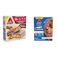 Atkins Chocolate Almond Butter Protein Meal Bar, 5 Count and Double Chocolate Chip Protein Cookie, 4 Count Bundle