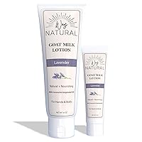 Real Goat Milk Lotion, Lavender - Home & Away (8oz & 2oz Tube) - Soothing & Creamy - Goat Milk Hand Cream, Goat Milk Body Lotion - Lavender Lotion Set