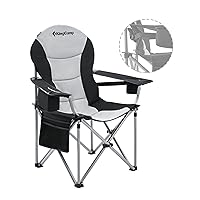 KingCamp Lumbar Support Camping Chairs with Cooler Bag Padded Folding Camping Chair for Adults with Adjustable Armrest Foldable Camp Chair Cup Holder Side and Head Pocket for Picnic Fishing,Max 353lbs