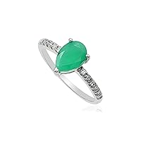 925 Sterling Silver Natural Green Emerald 9X6 MM Pear Cut Gemstone Ring May Birthstone Emerald Jewelry Solitary Unisex Wedding Ring Birthday For Gift Wife