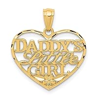 14k Yellow Gold Polished Sparkle Cut Daddys Little Girl Love Heart Pendant Necklace 18mm Jewelry for Women