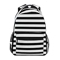 ALAZA Black And White Stripe Stylish Large Backpack Personalized Laptop iPad Tablet Travel School Bag with Multiple Pockets