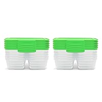 Sistema Nest It Meal Prep Food Storage Containers with Lids, 2 Compartments, 3.7 Cups, 10-Pack, Green