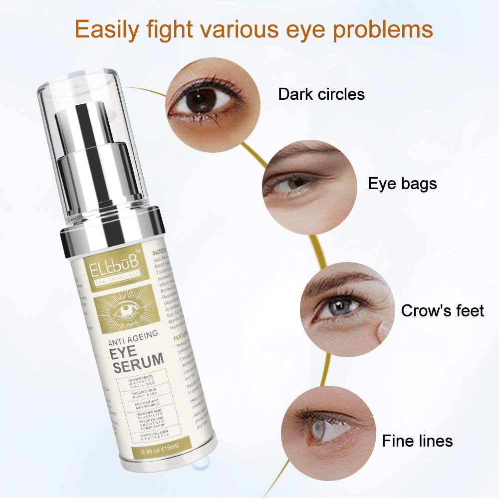 Anti Ageing Eye Cream - Anti Wrinkle Eye Serum for Puffy Eyes, Dark Circles, Eye Bags, Crows Feet, Wrinkles,Reduces Wrinkles Saggy Skin Puffy Eyes