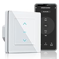 WiFi Smart Curtain Switch Modern Touch Design for Motorized Curtains and Roller Blinds, Compatible with Tuya/Smart Life App, Remote Control, Alexa and Google Home Voice Control, White