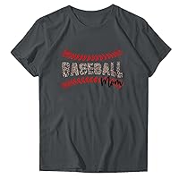 Leopard Baseball Mom Tshirt Womens Graphic Tees Vintage Short Sleeve Holiday Tops Game Day Season Tee Shirts