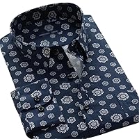 Cotton Men' Casual Loose Longsleeved Classic Print Clothing Luxury Floral