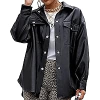 Women's Leather Jackets Faux Motorcycle Lapel Plus Size Biker Coat Short Blazer Fashion Lightweight Vegan Pleather
