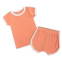 Baby Long Pant Children's Pajamas Pure Cotton Skin Friendly Middle and Young Children's Top Baby (Orange, 3-6 Months)