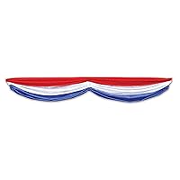 Beistle Large Red, White and Blue Patriotic US Flag Fabric Bunting Memorial Day Parade Float Decorations 4th of July Picnic Celebration Party Supplies, 70