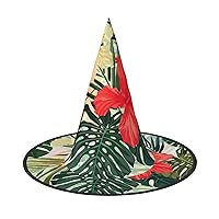 Mqgmzsummer Hawaiian Print Enchantingly Halloween Witch Hat Cute Foldable Pointed Novelty Witch Hat Kids Adults