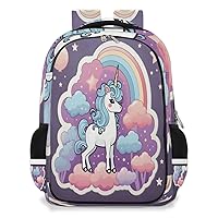 Small Backpack for Women, Cartoon Unicorn Travel Backpack Multi Compartment Carry On Backpack Lovely Unicorn Waterproof Backpack Cute Book Bags With Chest Strap for Women Men