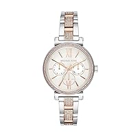 Michael Kors Women's Sofie Quartz Watch with Stainless-Steel-Plated Strap, Two Tone/White, 14