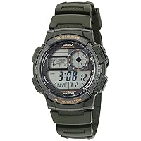 Casio AE1000W-3AV Men's Green Resin Band 5 Alarms Chronograph World Time Watch