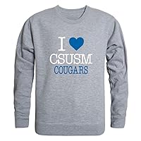 W Republic I Love California State University San Marcos Cougars Fleece Crewneck Pullover Sweatshirt Heather Grey X-Large