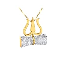 VVS Certified Shiva's Trishul Pendant necklace 18K White/Yellow/Rose Gold 0.64 Carat Natural Diamond Pendant With 18k Rhodium Plated White Gold Chain/Diamond Necklace For Women