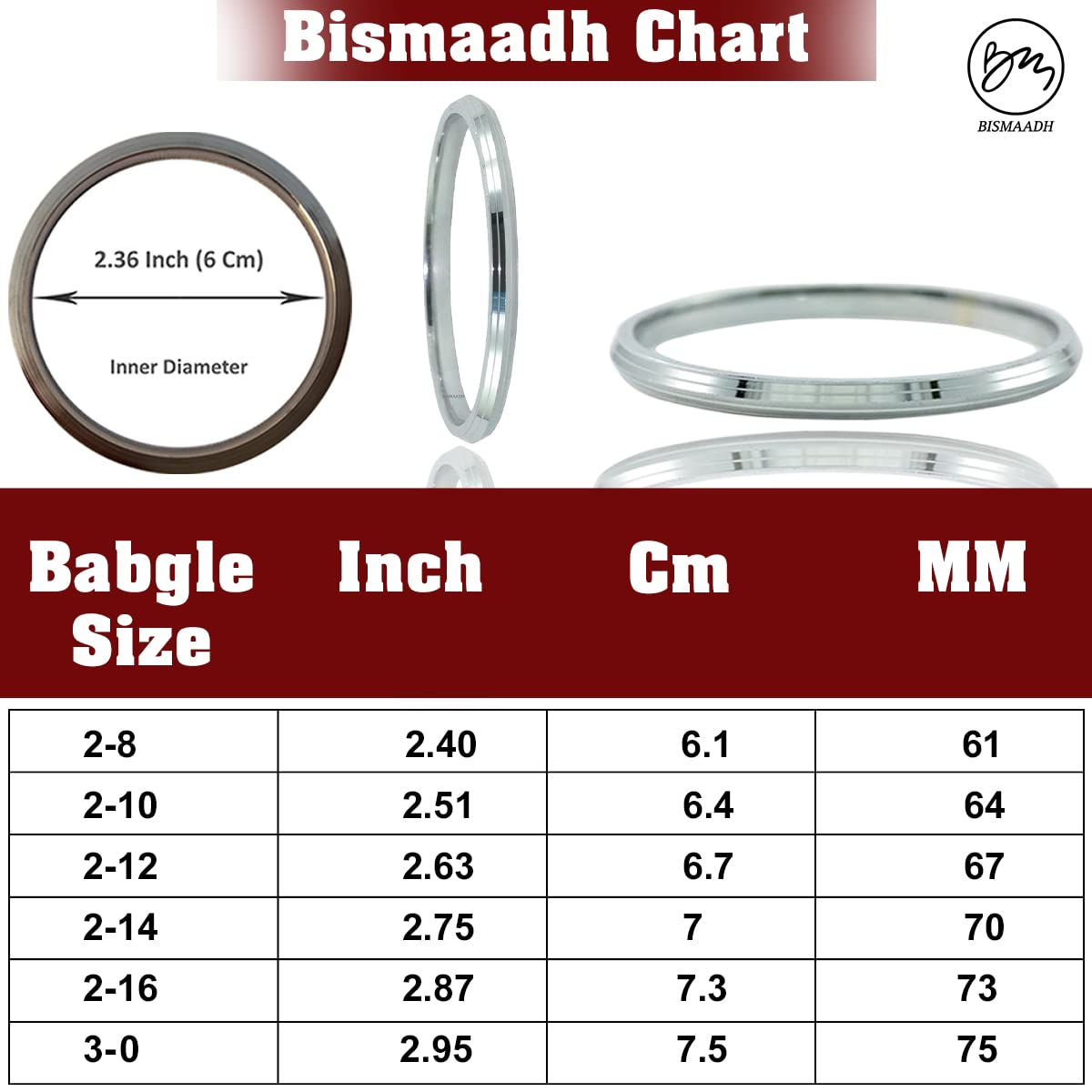 BISMAADH Sikh Religious Stainless Steel Kada Bracelet Steel Kara For Men and Women Silver Punjabi Kara 7MM Thickness