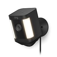 Ring Spotlight Cam Plus, Plug-in | Two-Way Talk, Color Night Vision, and Security Siren (2022 release) - Black