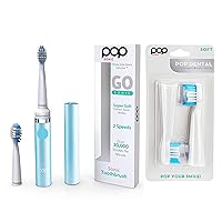 Pop Sonic Electric Toothbrush (Hawaiian Blue) Bonus 2 Pack Replacement Heads- Travel Toothbrushes w/AAA Battery | Kids Electric Toothbrushes with 2 Speed & 15,000-30,000 Strokes/Minute
