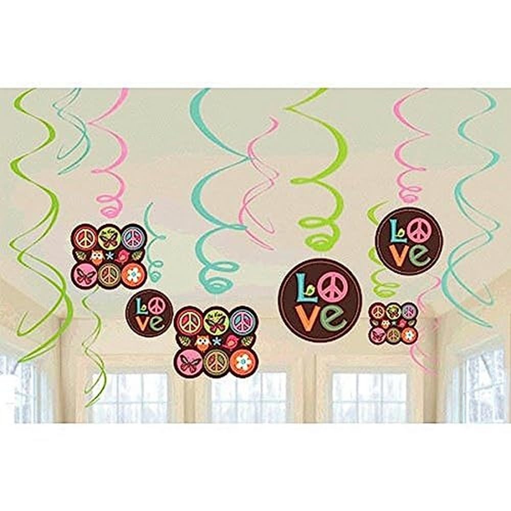 Amscan Hippie Chick Birthday Party Decorative Swirls Decoration (12 Pack), 24