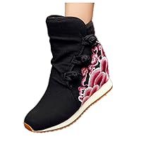 Women and Ladies Embroidery Ankle Boot Sneaker Shoe