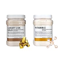 Jelly Mask Hydrating Deep Cleaning Detoxing Healing and Relaxing Premium Modeling Rubber For Facials Professional Set - 2 Treatments (VC,24K Gold)