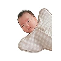 Konny Newborn Modal Swaddle Suit | Soft & Breathable Baby Sleepwear(4-6 Months) | Swaddles for Newborns, Nursery Swaddling Blankets (6M- Oat Gingham)