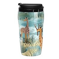 Giraffe Forest Funny Coffee Mug Insulated Travel Tumbler Water Cup with Lid for Home Office Outdoor Works