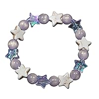 Star Bracelet,Colorful Star Pendant Beaded Bracelet Adjustable Pull-Out Hand Chains Fashionable Wristchain Jewelry for Women Girls