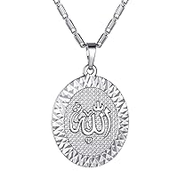 GoldChic Jewelry Unisex Allah Necklace Haram, 18K Gold Plated/Platinum Plated cz/Oval/Square Mashallah Allah Arabic Islamic Muslim Jewelry with Gift Box