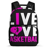 Live Love Basketball Travel Daypack for Men 16 Inch Large Capacity Backpack Laptop Bag for Work Outdoor Funny Graphic