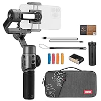 Zhiyun Smooth 5S Gimbal 3-Axis Handheld Smartphone Stabilizer for iPhone Android Phone with Built in LED Fill Light for Vlogging YouTube TikTok Facebook Video Live Stream,Gray(Combo Version)