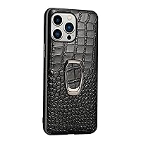 Leather Case for iPhone 15 Pro Max/15 Pro/15 Plus/15, Crocodile Pattern Phone Cover Magnetic Kickstand 2 in 1 Full Coverage Anti-Fall Case Shell,Black,15 Pro Max''
