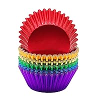 Rainbow 6 Bright Colors Standard Cupcake Liners Muffin Foil Paper Baking Cups, 120-Count