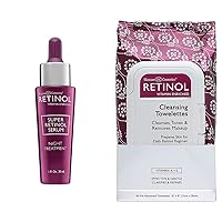 Retinol 6X Super Retinol Serum – Unique, Intensive Formula Accelerates Skin Renewal While You Sleep + Retinol Anti-Aging Cleansing Towelettes.