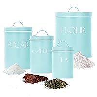 OUTSHINE Kitchen Canisters for Countertop Set of 4 | Farmhouse Canister Sets for Kitchen Counter Mint | Flour Sugar Coffee Canister Farmhouse Kitchen Decor | Vintage Style Large Storage Containers