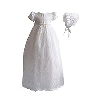 Baby Girls Lace Long Christening Gown with Bonnet