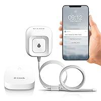 D-Link DCH-S1621KT Wi-Fi Water Leak Sensor and Alarm Starter Kit, Whole Home System with App Notification, AC Powered, No Hub Required (DCH-S1621KT), White