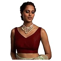 Women's Readymade Banglori Silk Maroon Blouse For Sarees Indian Designer Bollywood Padded Stitched Choli Crop Top